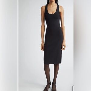 H&M Chic Stylish Black Ribbed Midi Dress Size XL NWT